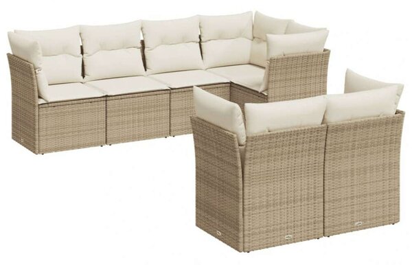 VidaXL Polyrattan Kerti Ülőgarnitúra - 7 részes - Bézs