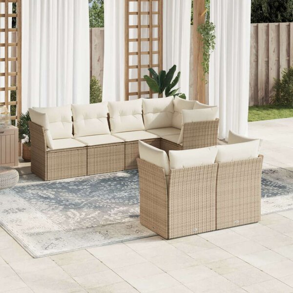 VidaXL Polyrattan Kerti Ülőgarnitúra - 7 részes - Bézs