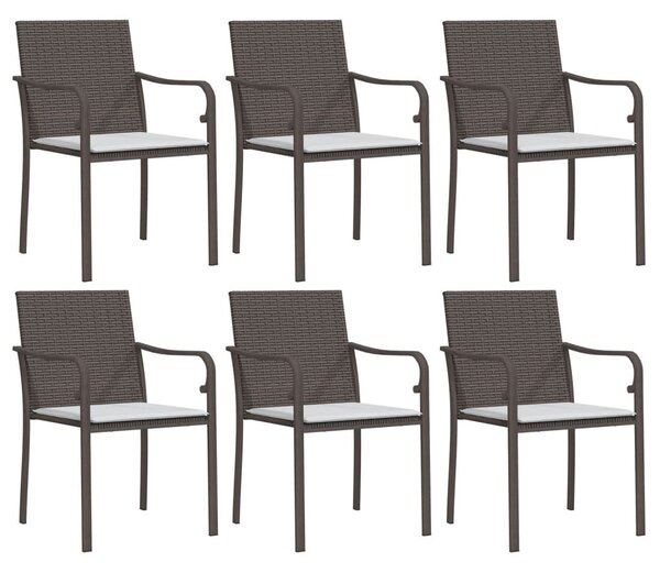 7 részes polyrattan és acél kerti étkezőgarnitúra párnával