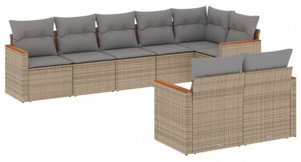 VidaXL Polyrattan Kerti Ülőgarnitúra - 8 részes - Bézs