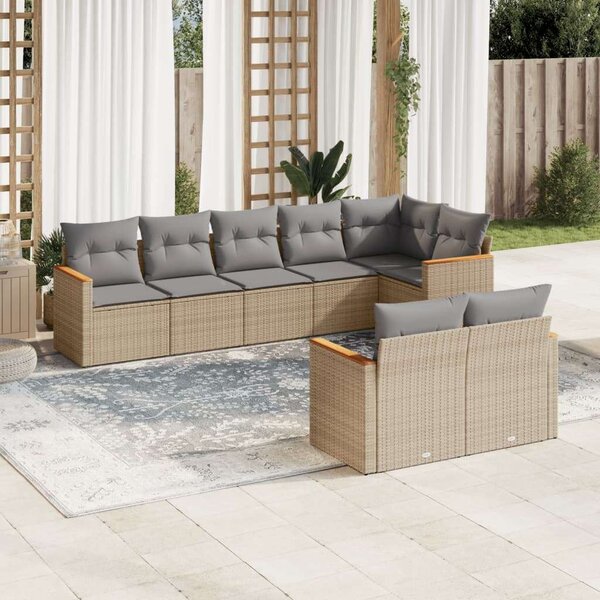 VidaXL Polyrattan Kerti Ülőgarnitúra - 8 részes - Bézs