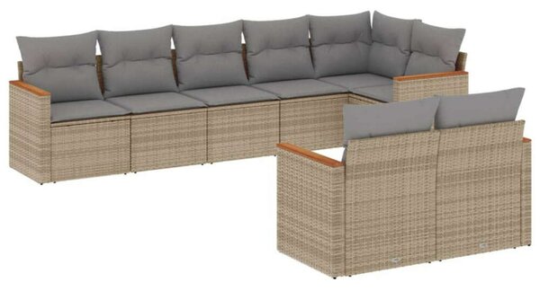 VidaXL Polyrattan Kerti Ülőgarnitúra - 8 részes - Bézs