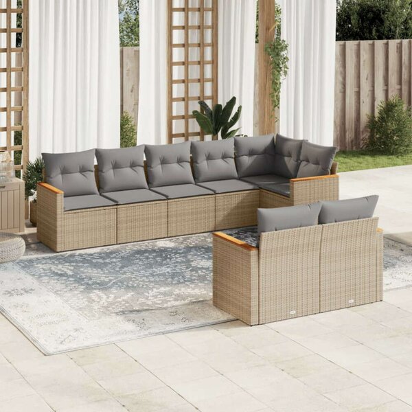 VidaXL Polyrattan Kerti Ülőgarnitúra - 8 részes - Bézs