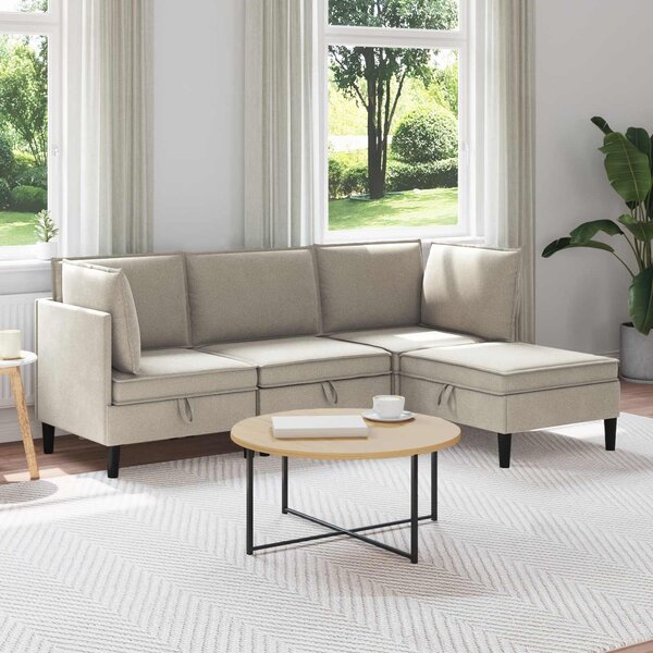 VidaXL Nappali bútor szett 4 pcs Zabpehely Szövet