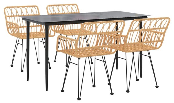 5 részes polyrattan kerti étkezőgarnitúra