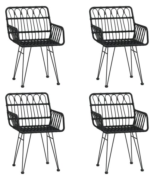 5 részes fekete polyrattan kerti étkezőgarnitúra