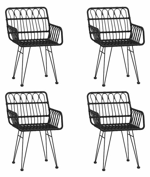 5 részes fekete polyrattan kerti étkezőgarnitúra