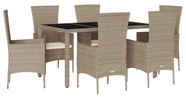 VidaXL Polyrattan Kerti Étkezőgarnitúra - 7 részes - Bézs