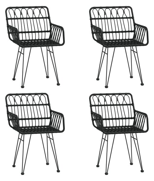 5 részes fekete polyrattan kerti étkezőgarnitúra