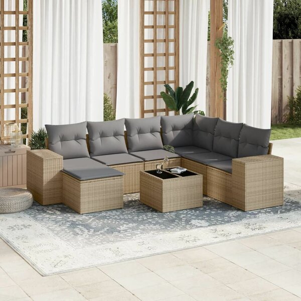 VidaXL Polyrattan Kerti Ülőgarnitúra - 8 részes - Bézs