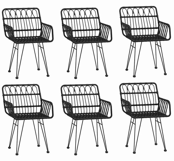 7 részes fekete polyrattan kerti étkezőgarnitúra