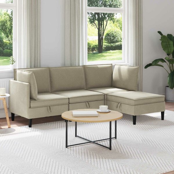 VidaXL Nappali bútor szett 4 pcs Homokszín Szövet