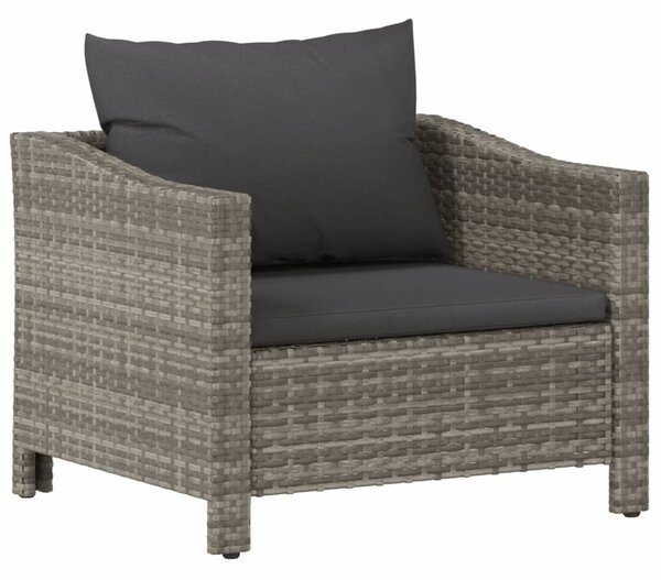 7 részes szürke polyrattan kerti ülőgarnitúra párnákkal