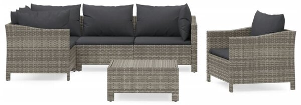 6 részes szürke polyrattan kerti ülőgarnitúra párnákkal