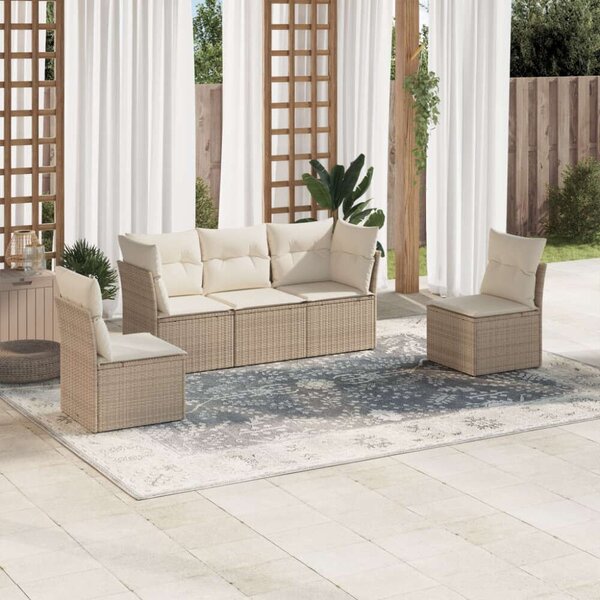 VidaXL Polyrattan Kerti Ülőgarnitúra - 5 részes - Bézs
