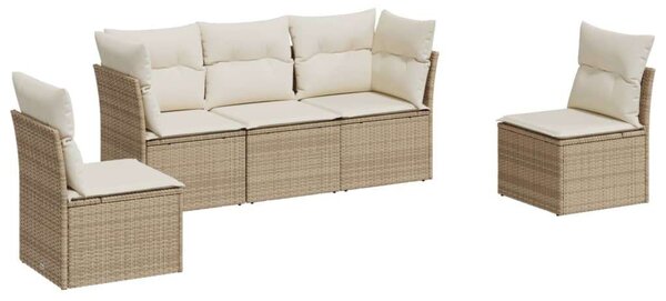 VidaXL Polyrattan Kerti Ülőgarnitúra - 5 részes - Bézs