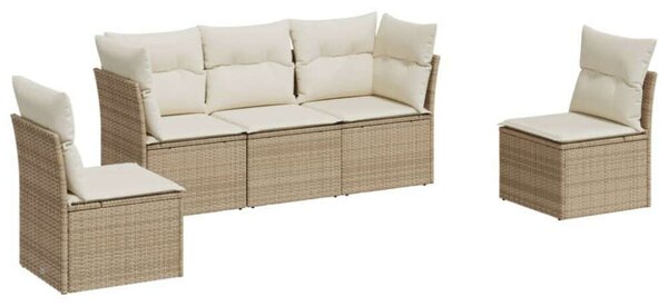 VidaXL Polyrattan Kerti Ülőgarnitúra - 5 részes - Bézs