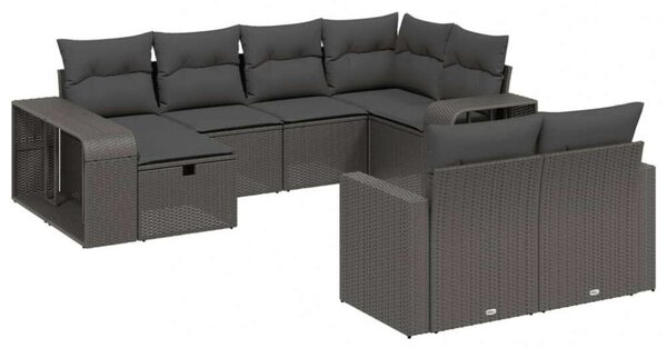 VidaXL Polyrattan Kerti Ülőgarnitúra - 10 részes - Fekete