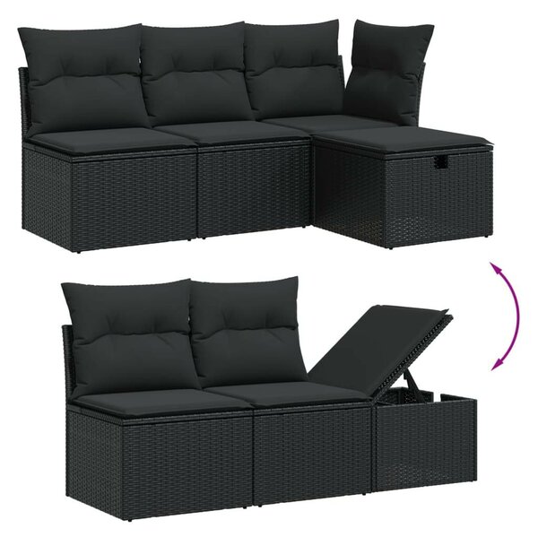 VidaXL Polyrattan Kerti Ülőgarnitúra - 10 részes - Fekete