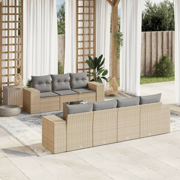 VidaXL Polyrattan Kerti Ülőgarnitúra - 8 részes - Bézs