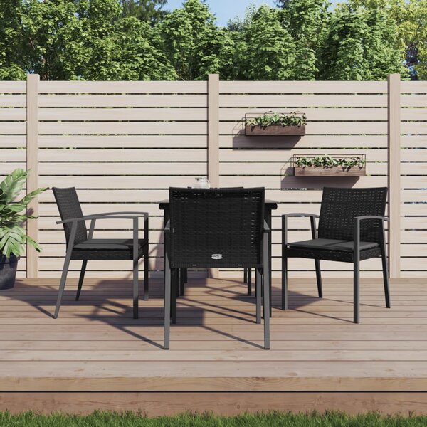 5 részes polyrattan és acél kerti étkezőgarnitúra párnával