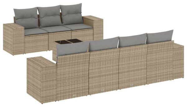 VidaXL Polyrattan Kerti Ülőgarnitúra - 8 részes - Bézs