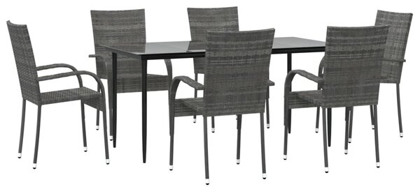 7 részes szürke polyrattan kerti étkezőgarnitúra