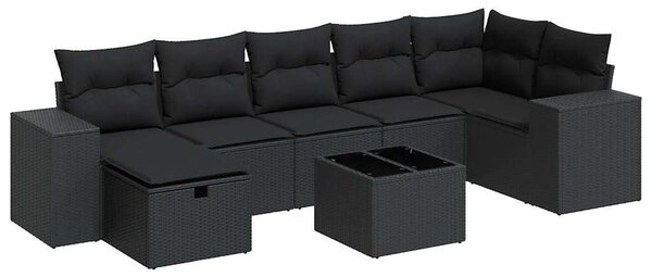 VidaXL Polyrattan Kerti Ülőgarnitúra - 8 részes - Fekete