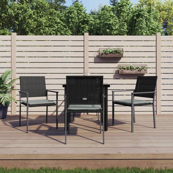5 részes polyrattan és acél kerti étkezőgarnitúra párnával