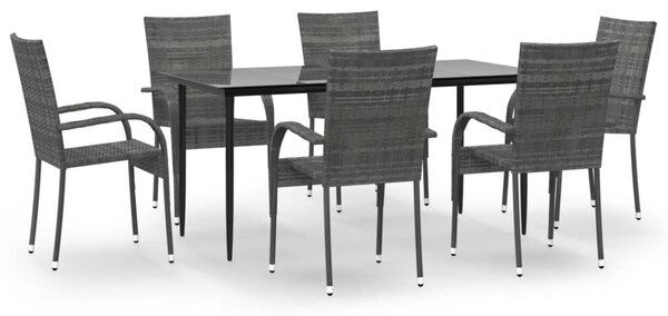 7 részes szürke polyrattan kerti étkezőgarnitúra