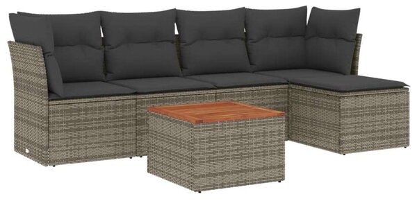 VidaXL Polyrattan Kerti Ülőgarnitúra - 6 részes - Szürke