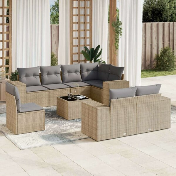 VidaXL Polyrattan Kerti Ülőgarnitúra - 9 részes - Bézs