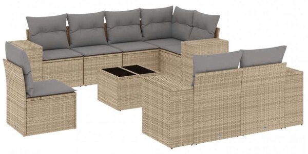 VidaXL Polyrattan Kerti Ülőgarnitúra - 9 részes - Bézs
