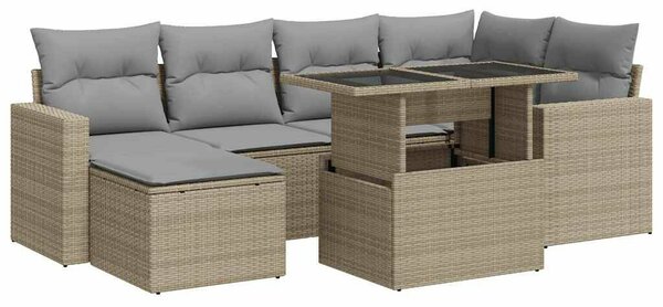 VidaXL Polyrattan Kerti Ülőgarnitúra - 7 részes - Bézs