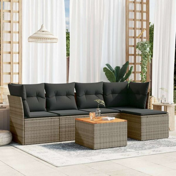VidaXL Polyrattan Kerti Ülőgarnitúra - 6 részes - Szürke