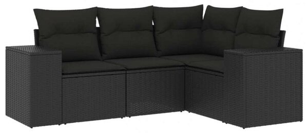 VidaXL Polyrattan Kerti Ülőgarnitúra - 4 részes - Fekete