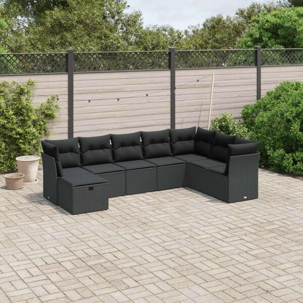 VidaXL Polyrattan Kerti Ülőgarnitúra - 8 részes - Fekete