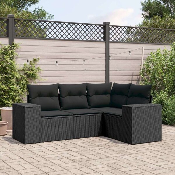 VidaXL Polyrattan Kerti Ülőgarnitúra - 4 részes - Fekete