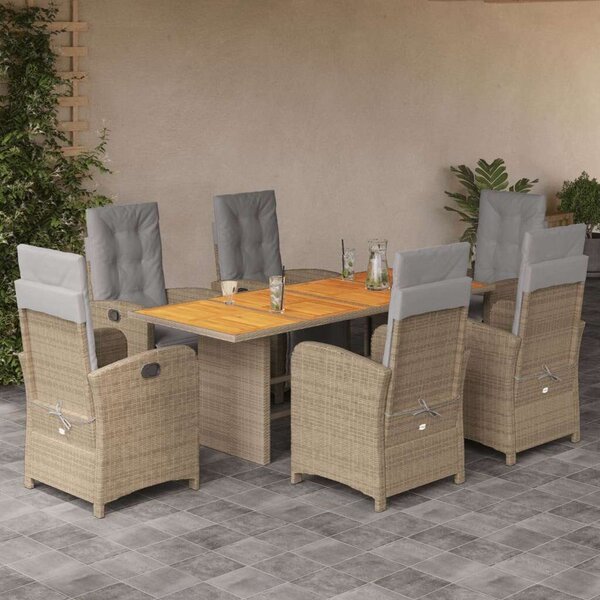 Polyrattan Kerti Étkezőgarnitúra - 7 részes - Bézs