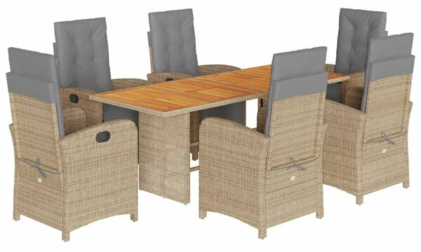 Polyrattan Kerti Étkezőgarnitúra - 7 részes - Bézs
