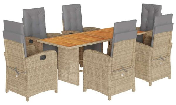 Polyrattan Kerti Étkezőgarnitúra - 7 részes - Bézs