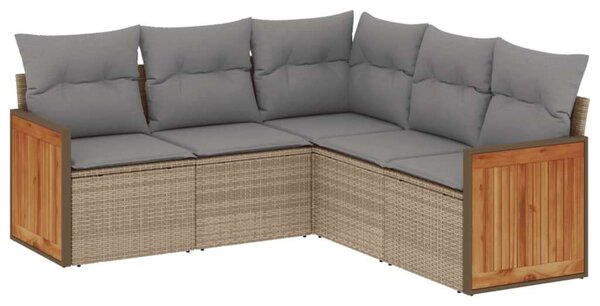 VidaXL Polyrattan Kerti Ülőgarnitúra - 5 részes - Bézs