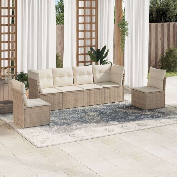 VidaXL Polyrattan Kerti Ülőgarnitúra - 6 részes - Bézs