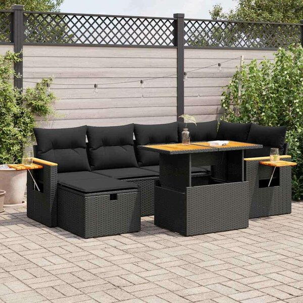 VidaXL 8 részes Kerti Ülőgarnitúra - Fekete Polyrattan