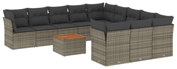 VidaXL Polyrattan Kerti Ülőgarnitúra - 12 részes - Szürke