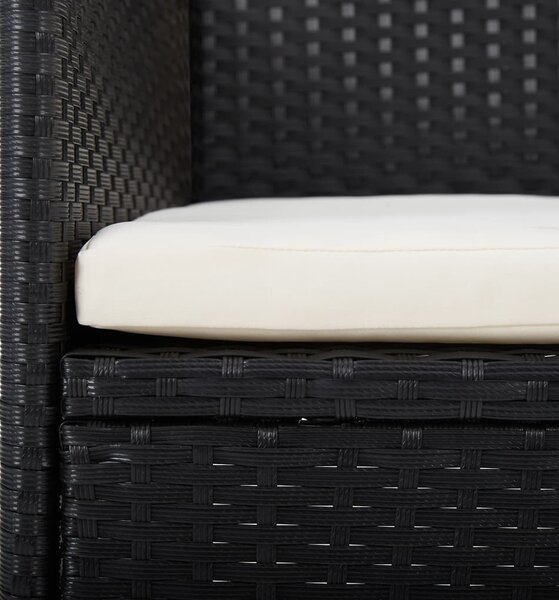 7 részes fekete kerti étkezőgarnitúra párnákkal