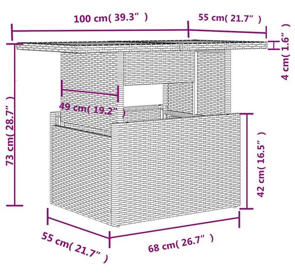 VidaXL 8 részes Kerti Ülőgarnitúra - Fekete Polyrattan