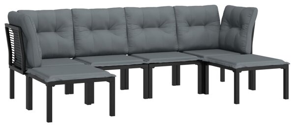 6 részes fekete és szürke polyrattan kerti ülőgarnitúra