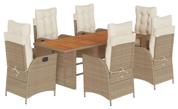 VidaXL Polyrattan Kerti Étkezőgarnitúra - 7 részes, Bézs