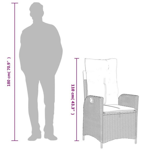 VidaXL Polyrattan Kerti Étkezőgarnitúra - 7 részes, Bézs